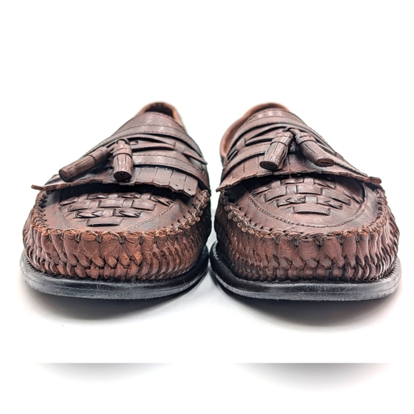 Nunn Bush Woven Leather Tassel Loafers Men's Sz 12M Brown Slip On Casual Preppy - Picture 8 of 17